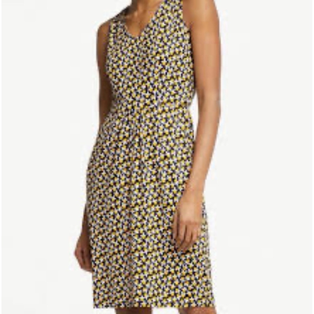 Boden Women Yellow Floral Daisy V-Neck Sleeveless Jersey Dress Size US 12 R